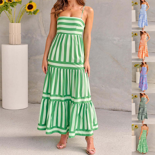 Striped Maxi Dress with Pockets