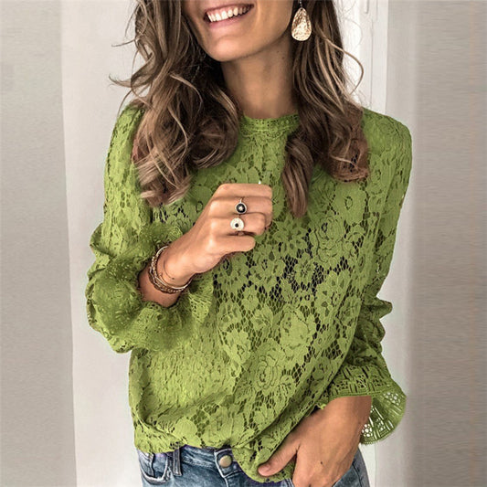 Long-Sleeve Lace Blouse